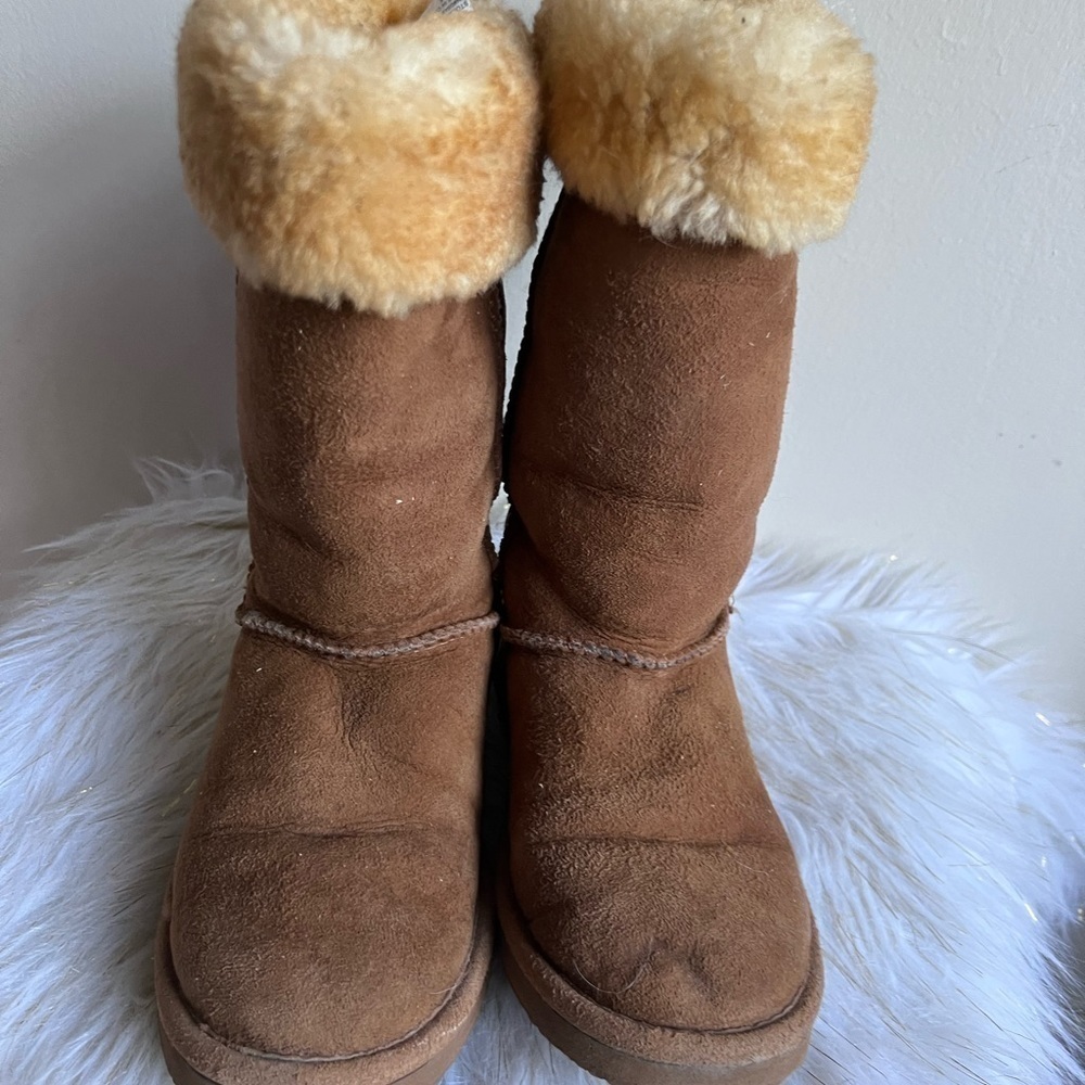 LL Beans brown leather fur lined boots shoes size 6M - Picture 14 of 14